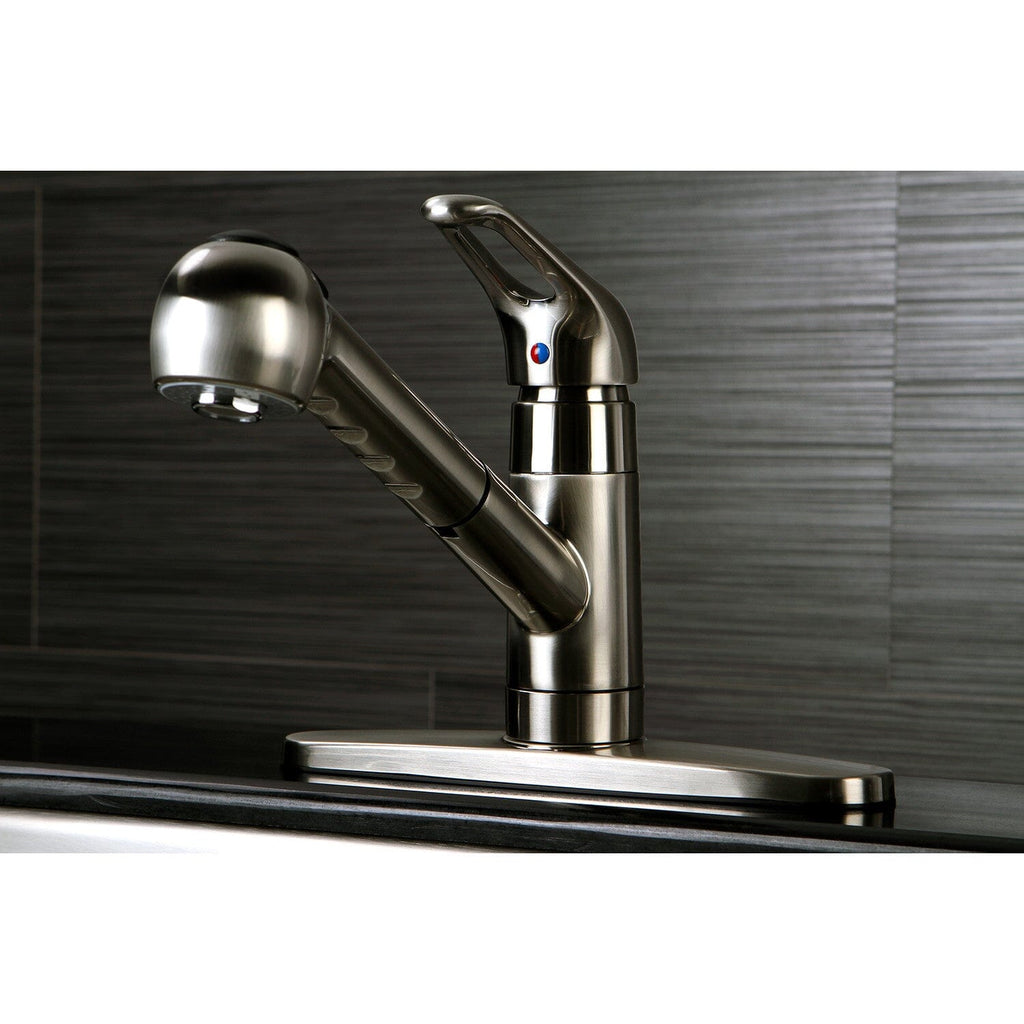 Century Single-Handle 1-or-3 Hole Deck Mount Pull-Out Sprayer Kitchen Faucet