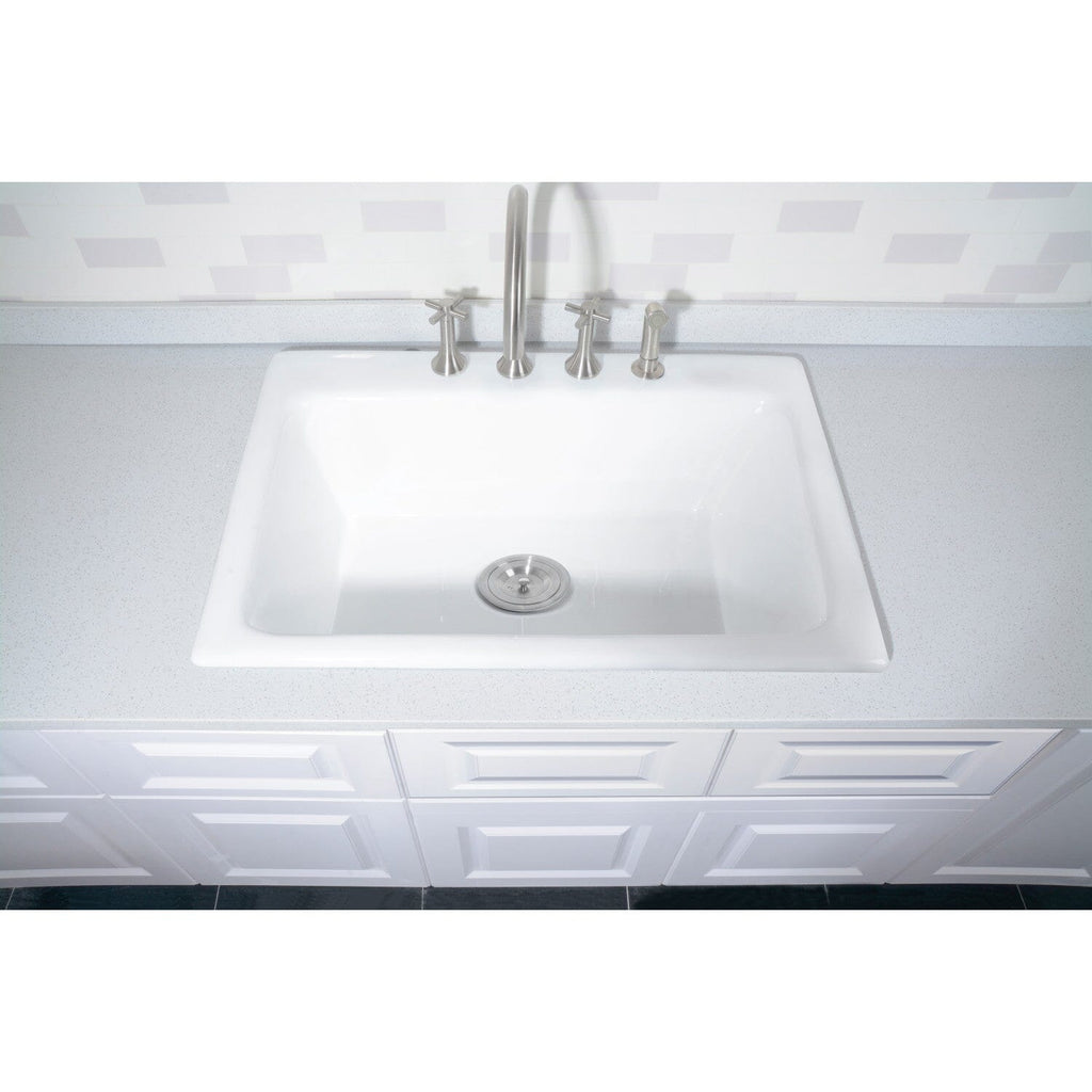 Towne 25-Inch Cast Iron Self-Rimming Single Bowl Drop-In Kitchen Sink (4-Hole)