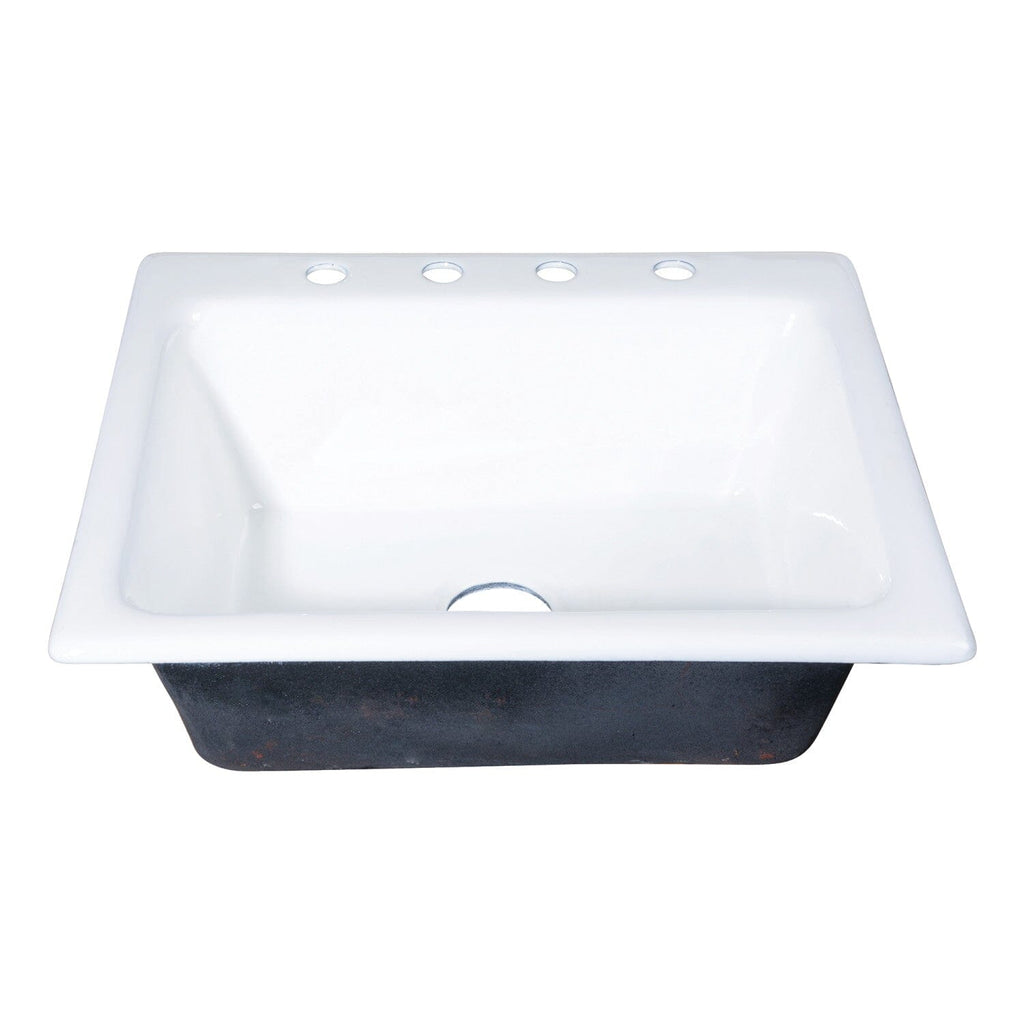 Towne 25-Inch Cast Iron Self-Rimming Single Bowl Drop-In Kitchen Sink (4-Hole)