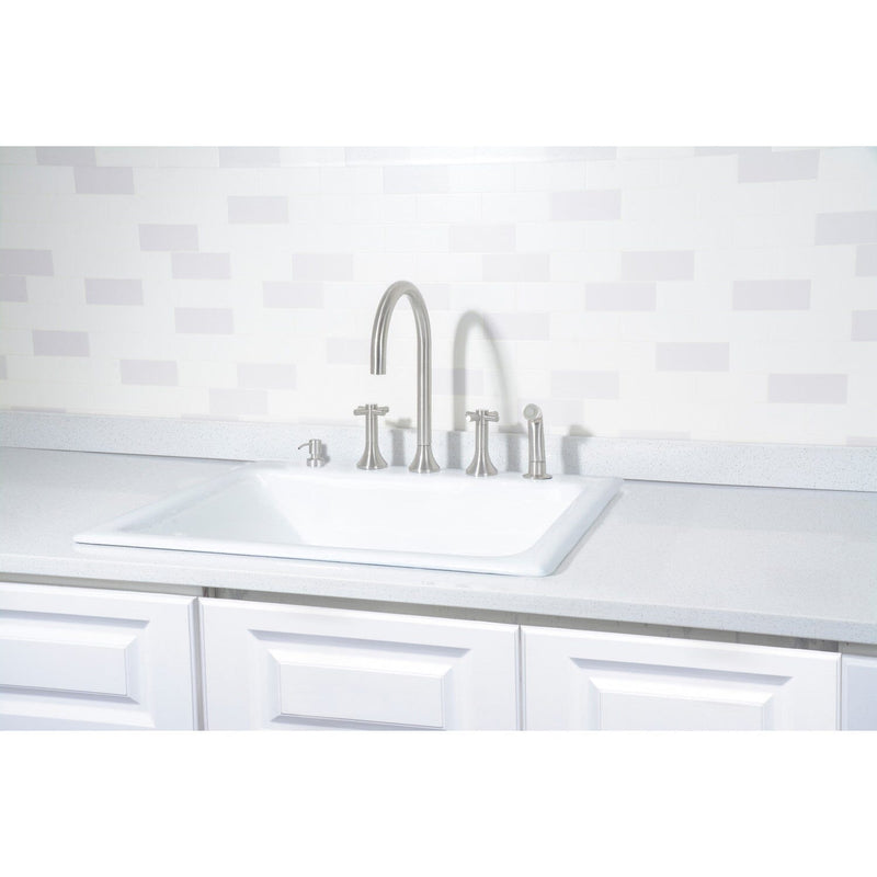 Towne 25-Inch Cast Iron Self-Rimming Single Bowl Drop-In Kitchen Sink (5-Hole)