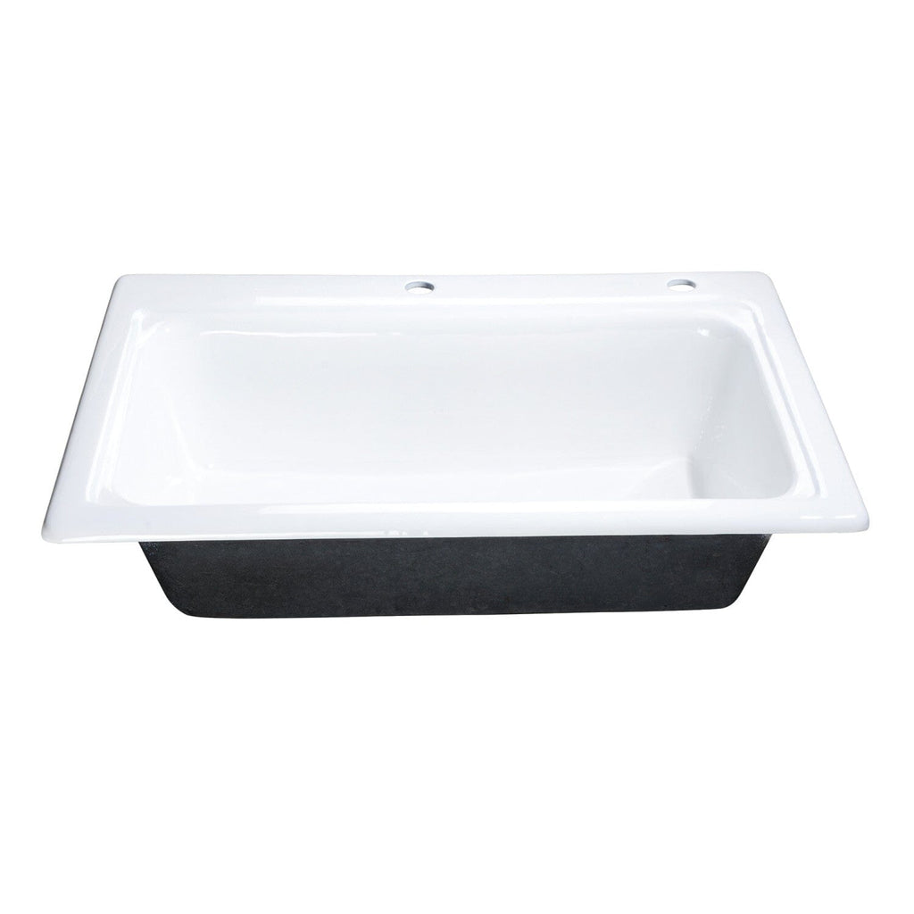 Towne 33-Inch Cast Iron Self-Rimming Single Bowl Drop-In Kitchen Sink (2-Hole)