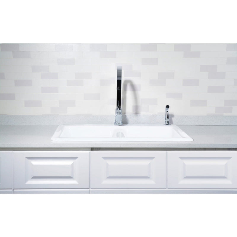 Petra Galley 33-Inch Cast Iron Self-Rimming Double Bowl Drop-In Kitchen Sink (2-Hole)