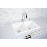 Petra Galley 33-Inch Cast Iron Self-Rimming Double Bowl Drop-In Kitchen Sink (2-Hole)