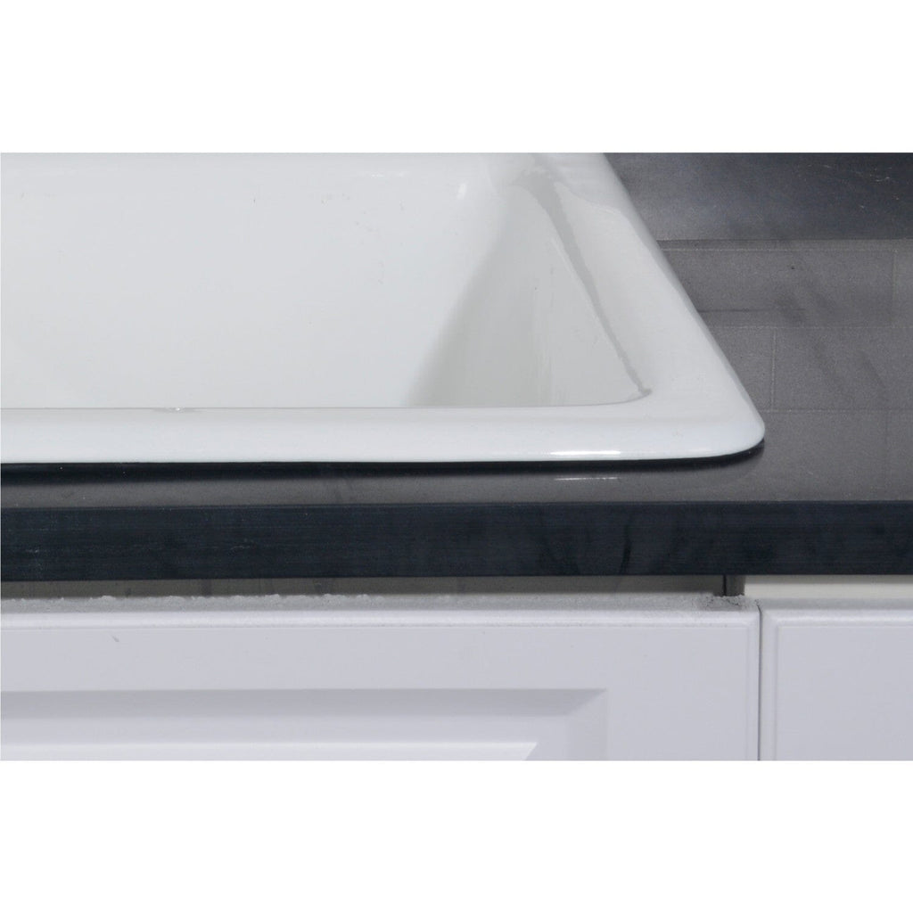 Petra Galley 33-Inch Cast Iron Self-Rimming Double Bowl Drop-In Kitchen Sink (5-Hole)