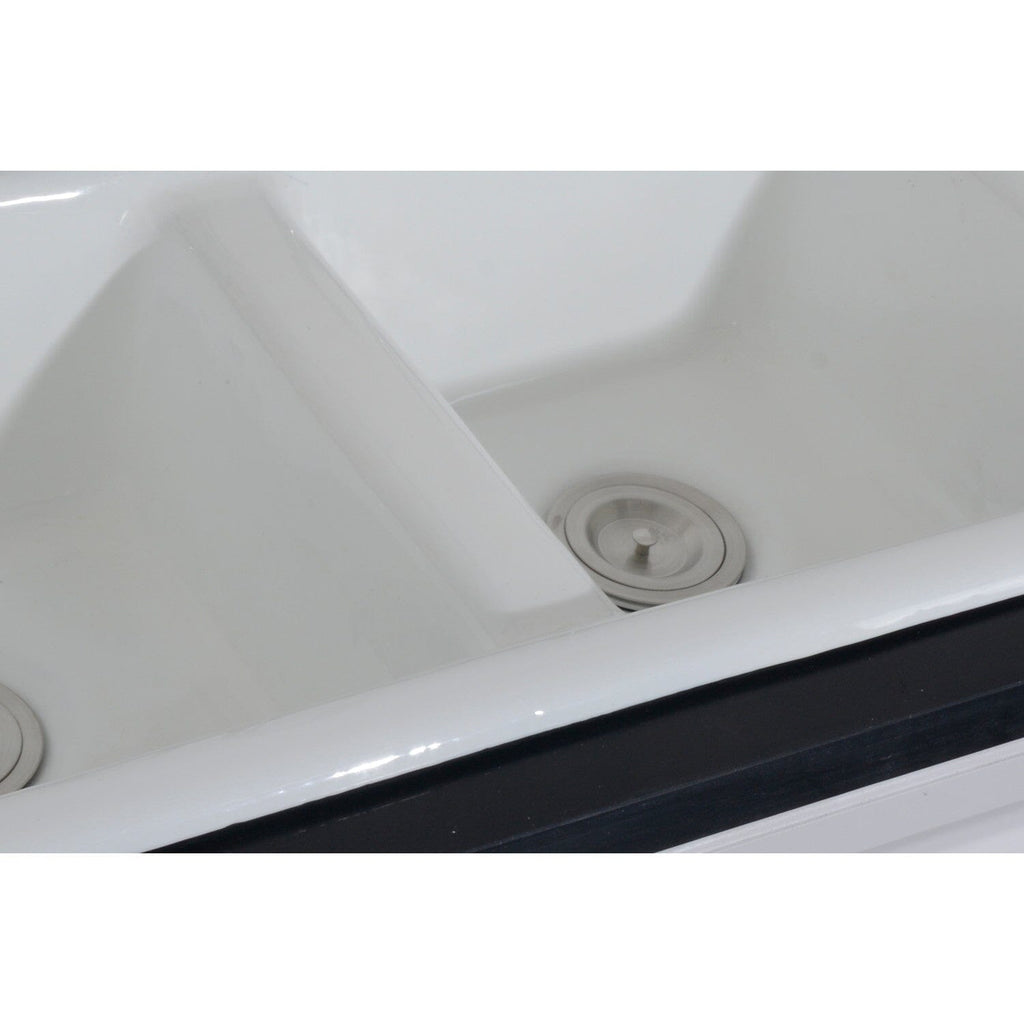 Petra Galley 33-Inch Cast Iron Self-Rimming Double Bowl Drop-In Kitchen Sink (5-Hole)