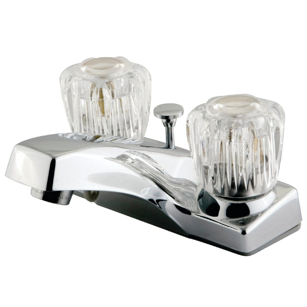Columbia Double-Handle 3-Hole Deck Mount 4-Inch Centerset Bathroom Faucet with Brass Pop-Up