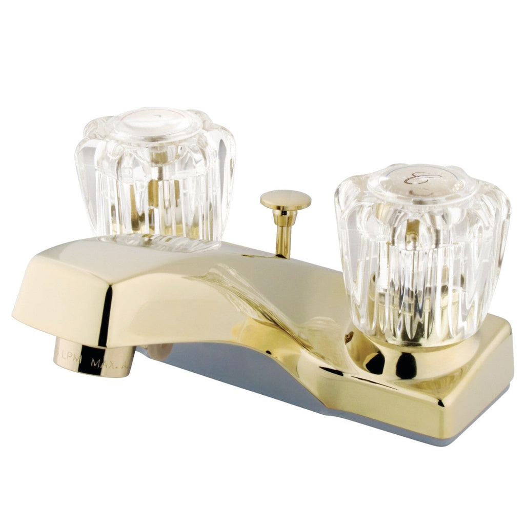 Columbia Double-Handle 3-Hole Deck Mount 4-Inch Centerset Bathroom Faucet with Brass Pop-Up