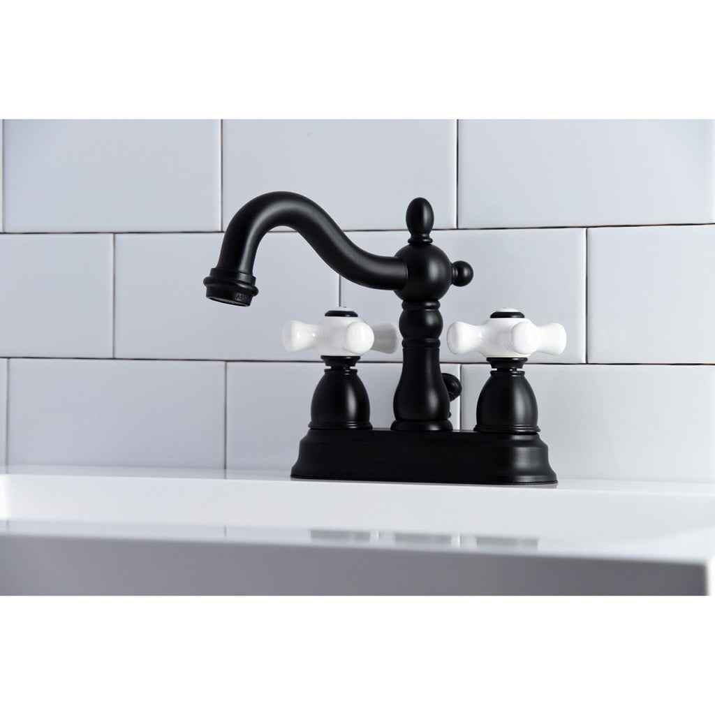 Heritage Double-Handle 3-Hole Deck Mount 4-Inch Centerset Bathroom Faucet with Pop-Up Drain