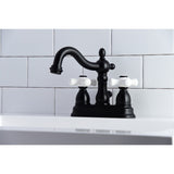 Heritage Double-Handle 3-Hole Deck Mount 4-Inch Centerset Bathroom Faucet with Pop-Up Drain