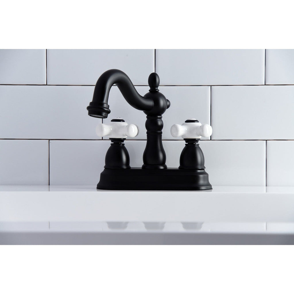 Heritage Double-Handle 3-Hole Deck Mount 4-Inch Centerset Bathroom Faucet with Pop-Up Drain