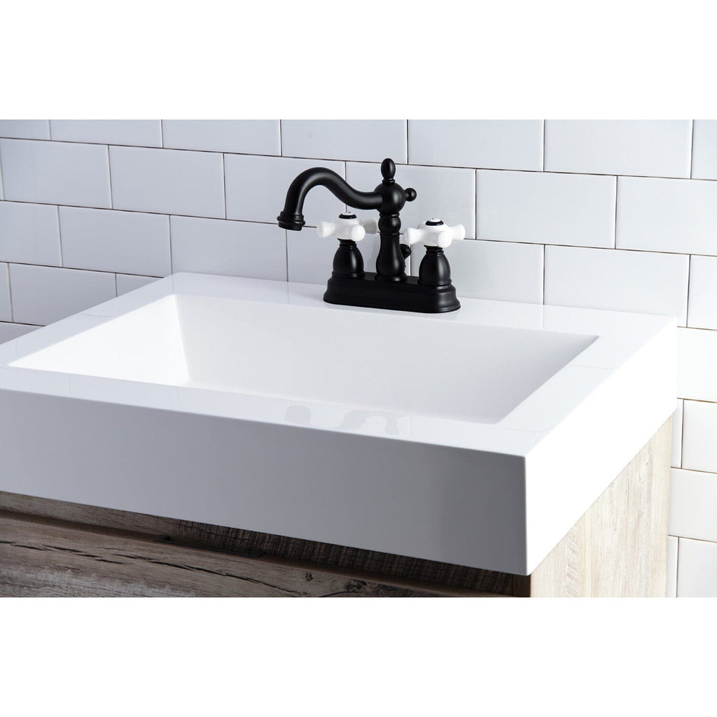 Heritage Double-Handle 3-Hole Deck Mount 4-Inch Centerset Bathroom Faucet with Pop-Up Drain