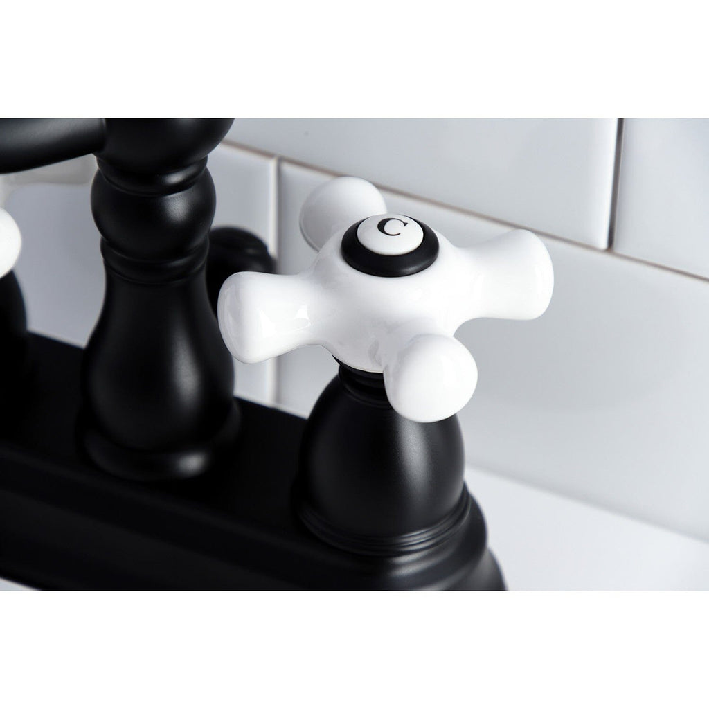 Heritage Double-Handle 3-Hole Deck Mount 4-Inch Centerset Bathroom Faucet with Pop-Up Drain