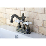 Heritage Double-Handle 3-Hole Deck Mount 4-Inch Centerset Bathroom Faucet with Pop-Up Drain