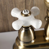 Heritage Double-Handle 3-Hole Deck Mount 4-Inch Centerset Bathroom Faucet with Pop-Up Drain