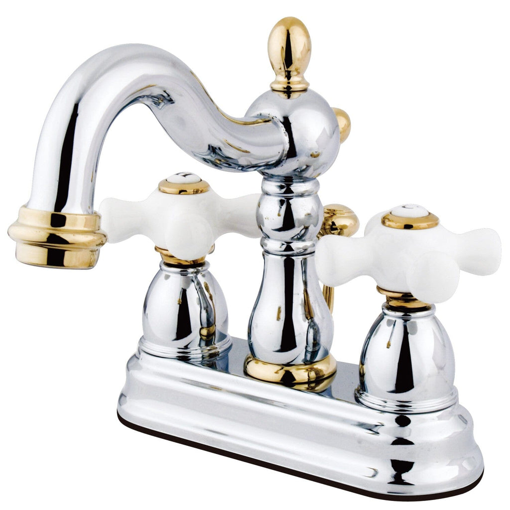 Heritage Double-Handle 3-Hole Deck Mount 4-Inch Centerset Bathroom Faucet with Pop-Up Drain