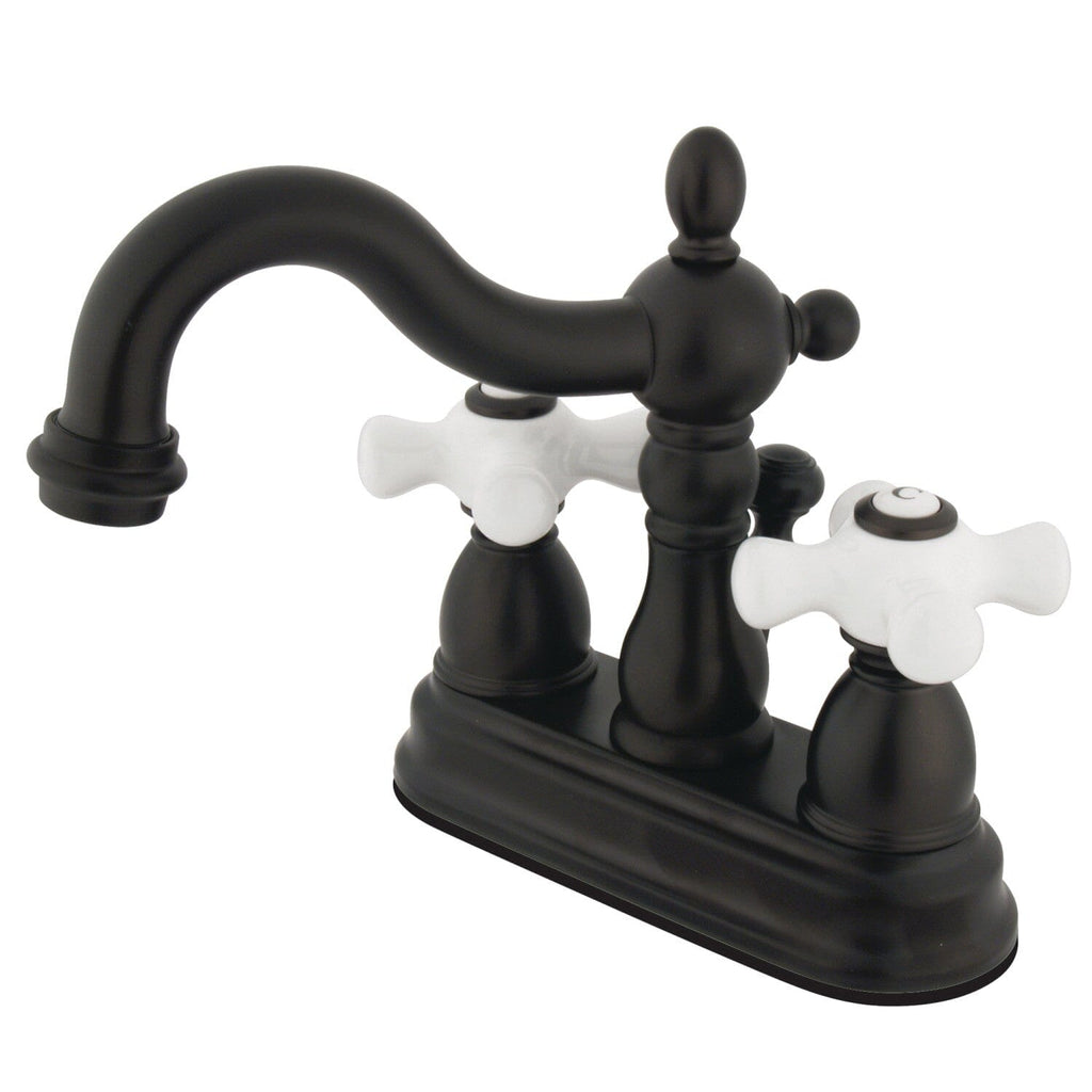Heritage Double-Handle 3-Hole Deck Mount 4-Inch Centerset Bathroom Faucet with Pop-Up Drain
