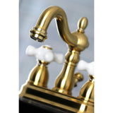 Heritage Double-Handle 3-Hole Deck Mount 4-Inch Centerset Bathroom Faucet with Pop-Up Drain