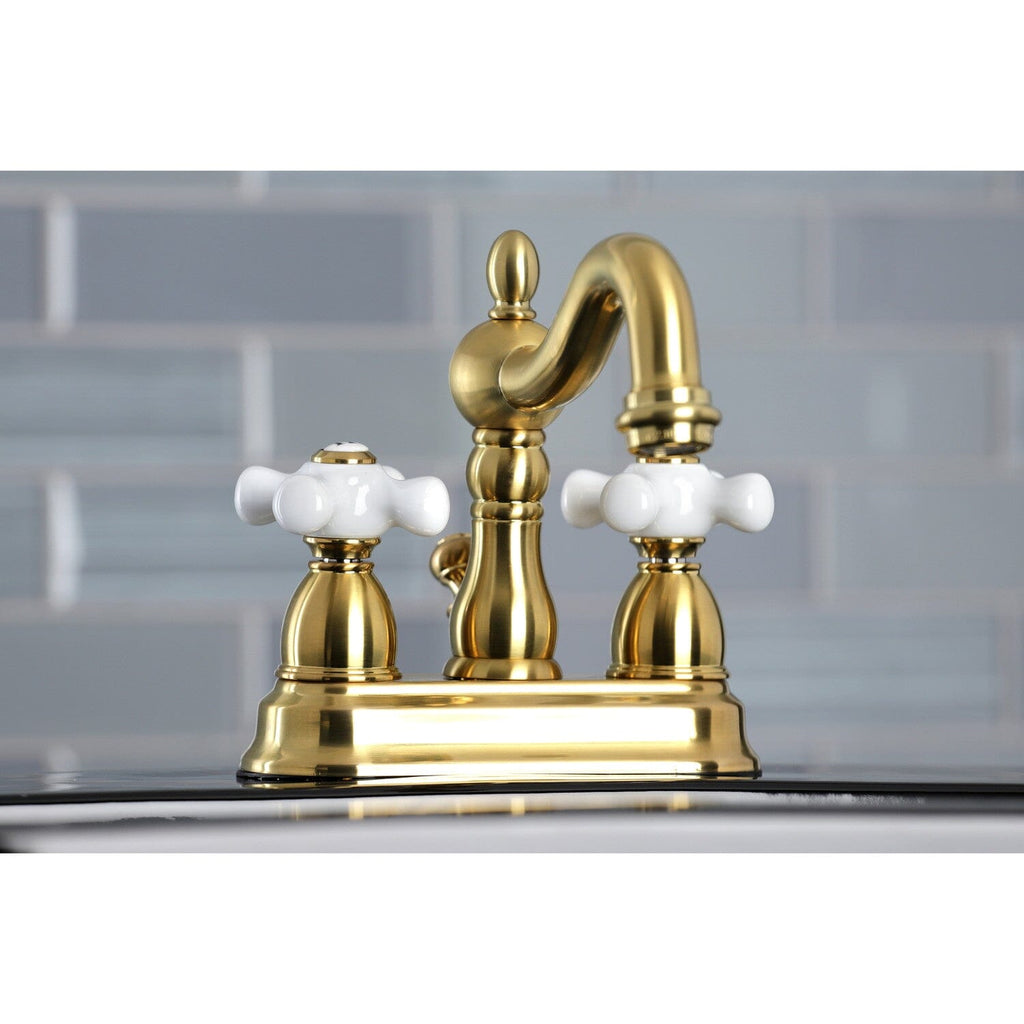 Heritage Double-Handle 3-Hole Deck Mount 4-Inch Centerset Bathroom Faucet with Pop-Up Drain
