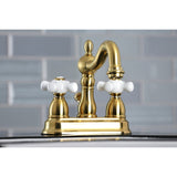 Heritage Double-Handle 3-Hole Deck Mount 4-Inch Centerset Bathroom Faucet with Pop-Up Drain