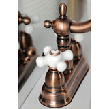 Heritage Double-Handle 3-Hole Deck Mount 4-Inch Centerset Bathroom Faucet with Pop-Up Drain