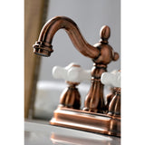 Heritage Double-Handle 3-Hole Deck Mount 4-Inch Centerset Bathroom Faucet with Pop-Up Drain