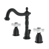 Heritage Two-Handle 3-Hole Deck Mount Widespread Bathroom Faucet with Brass Pop-Up