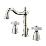 Heritage Two-Handle 3-Hole Deck Mount Widespread Bathroom Faucet with Brass Pop-Up