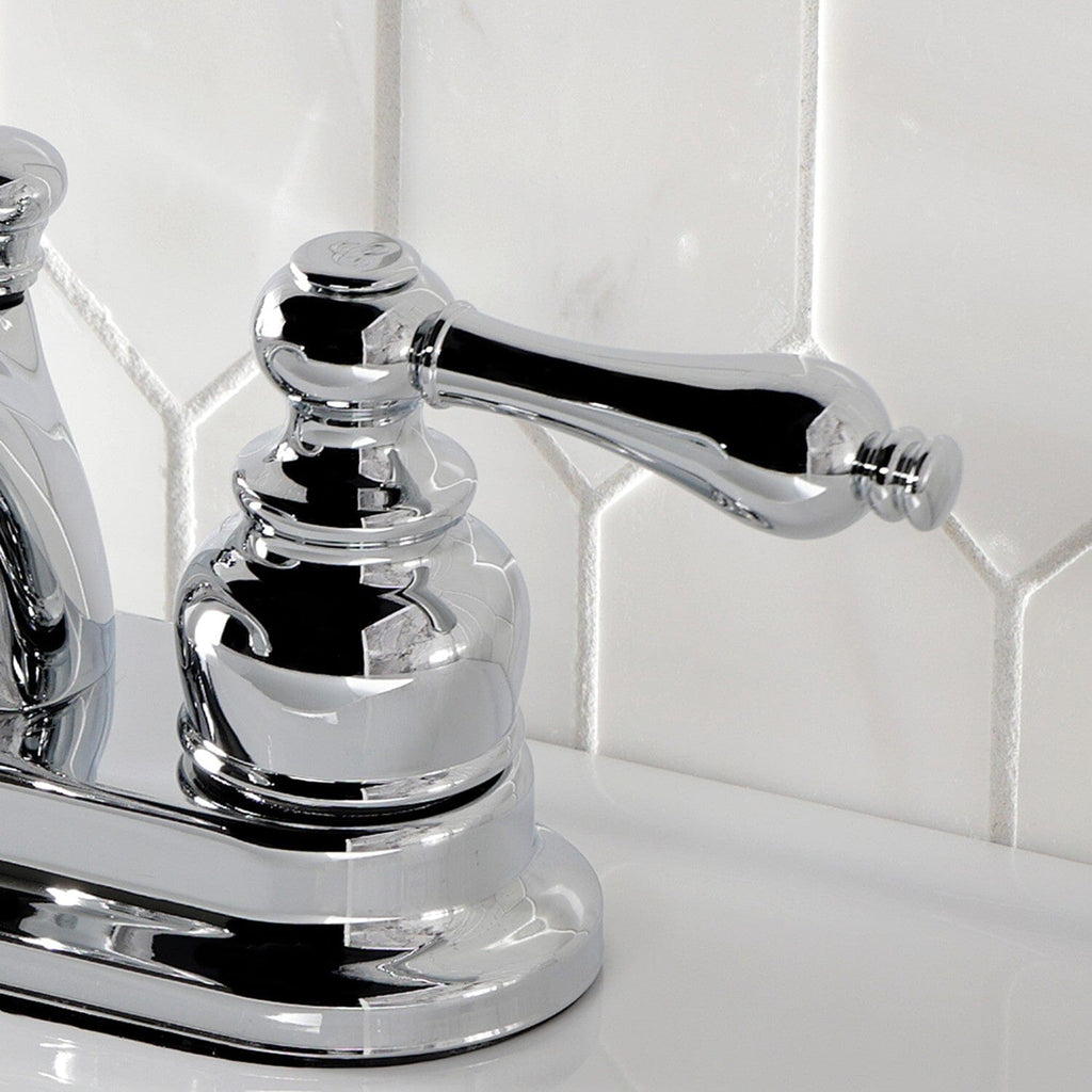 Vintage Double-Handle 3-Hole Deck Mount 4-Inch Centerset Bathroom Faucet with Pop-Up Drain