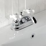 Vintage Double-Handle 3-Hole Deck Mount 4-Inch Centerset Bathroom Faucet with Pop-Up Drain