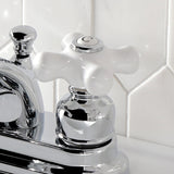 Vintage Double-Handle 3-Hole Deck Mount 4-Inch Centerset Bathroom Faucet with Pop-Up Drain