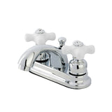 Vintage Double-Handle 3-Hole Deck Mount 4-Inch Centerset Bathroom Faucet with Pop-Up Drain