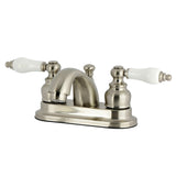 Vintage Double-Handle 3-Hole Deck Mount 4-Inch Centerset Bathroom Faucet with Pop-Up Drain