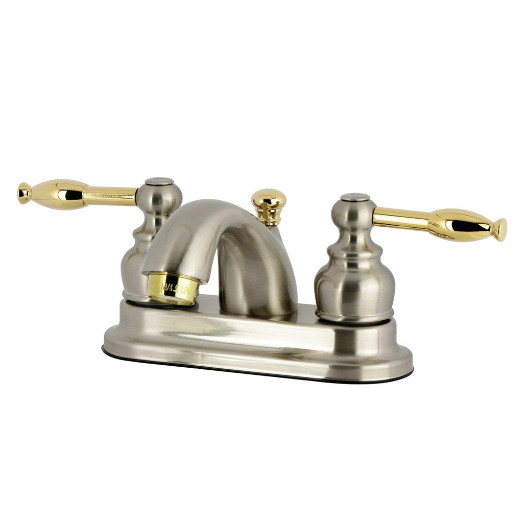 Knight Double-Handle 3-Hole Deck Mount 4-Inch Centerset Bathroom Faucet with Pop-Up Drain