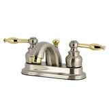 Knight Double-Handle 3-Hole Deck Mount 4-Inch Centerset Bathroom Faucet with Pop-Up Drain