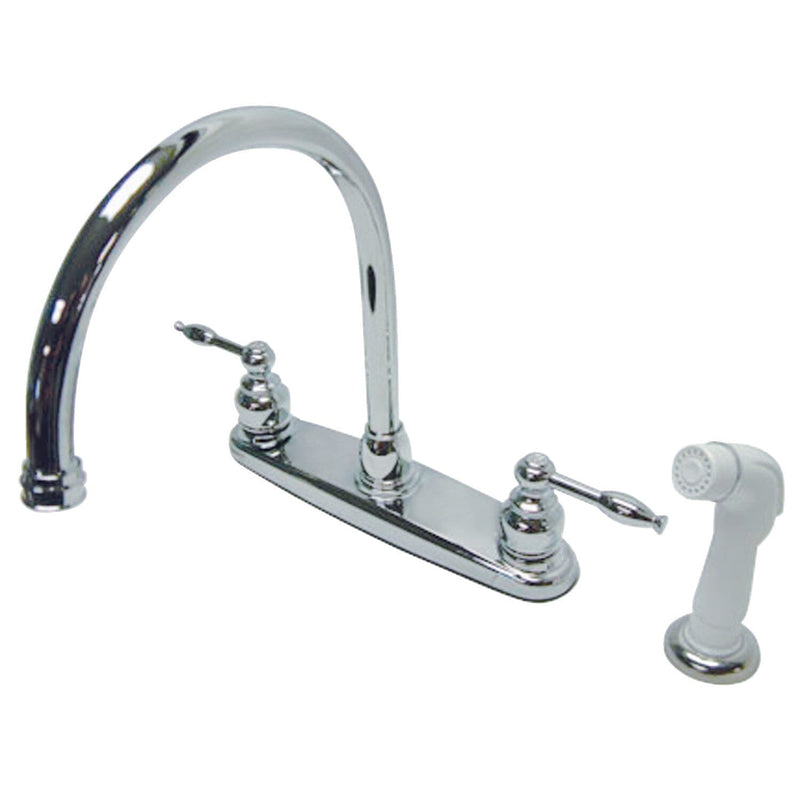 Knight Two-Handle 4-Hole 8" Centerset Kitchen Faucet with Side Sprayer
