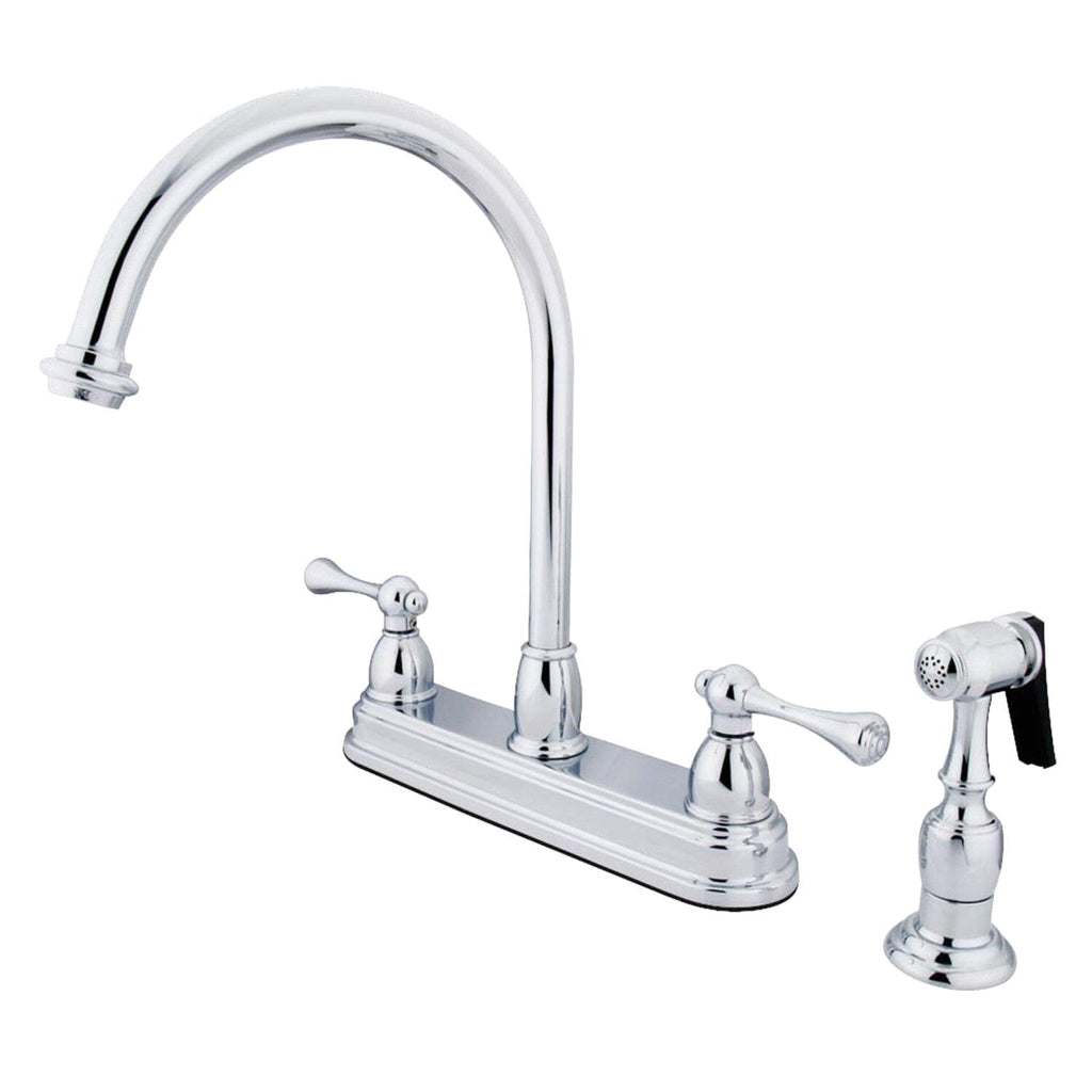 Vintage Two-Handle 4-Hole 8" Centerset Kitchen Faucet with Brass Sprayer
