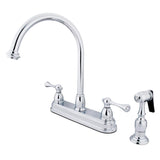 Vintage Two-Handle 4-Hole 8" Centerset Kitchen Faucet with Brass Sprayer