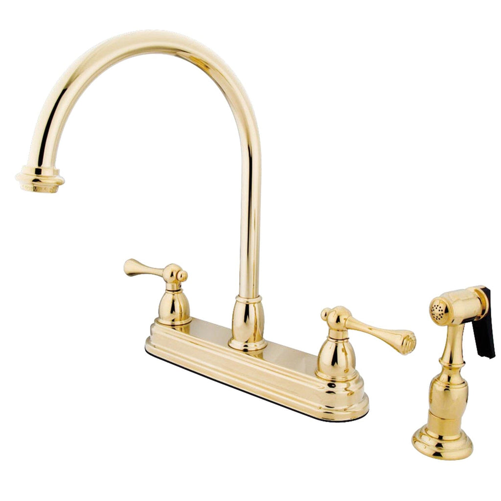 Vintage Two-Handle 4-Hole 8" Centerset Kitchen Faucet with Brass Sprayer