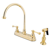 Vintage Two-Handle 4-Hole 8" Centerset Kitchen Faucet with Brass Sprayer
