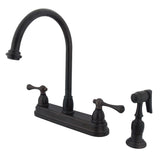 Vintage Two-Handle 4-Hole 8" Centerset Kitchen Faucet with Brass Sprayer