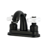 Restoration Double-Handle 3-Hole Deck Mount 4-Inch Centerset Bathroom Faucet with Pop-Up Drain