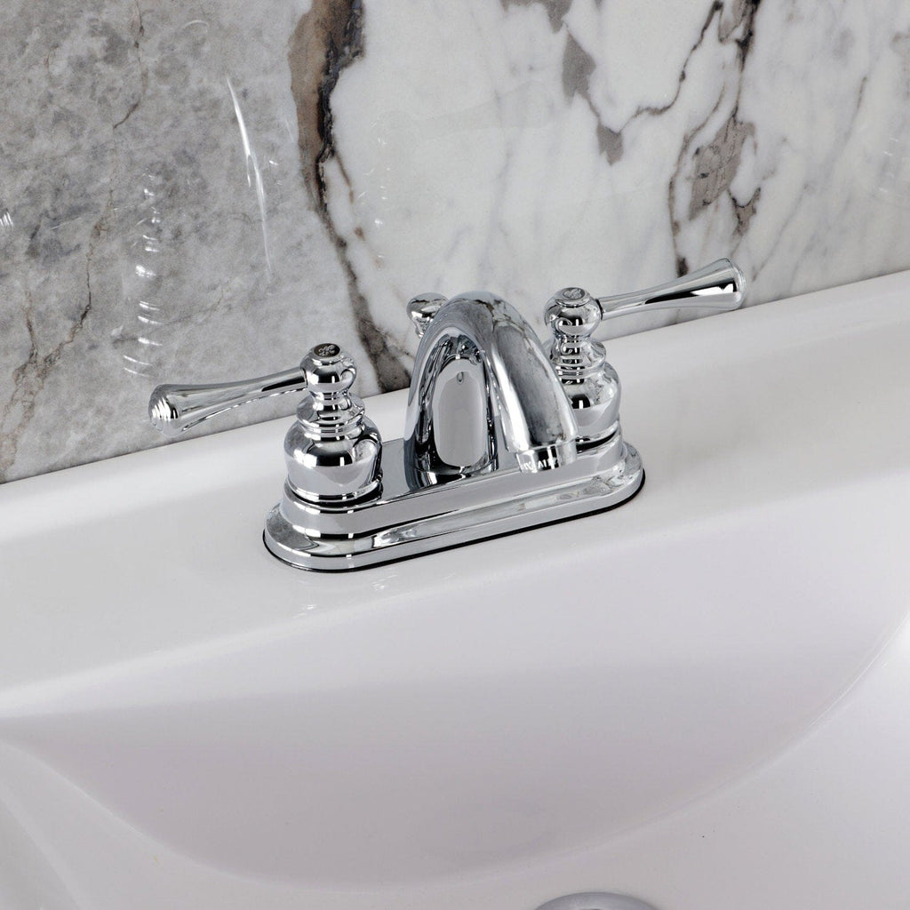 Vintage Double-Handle 3-Hole Deck Mount 4-Inch Centerset Bathroom Faucet with Pop-Up Drain