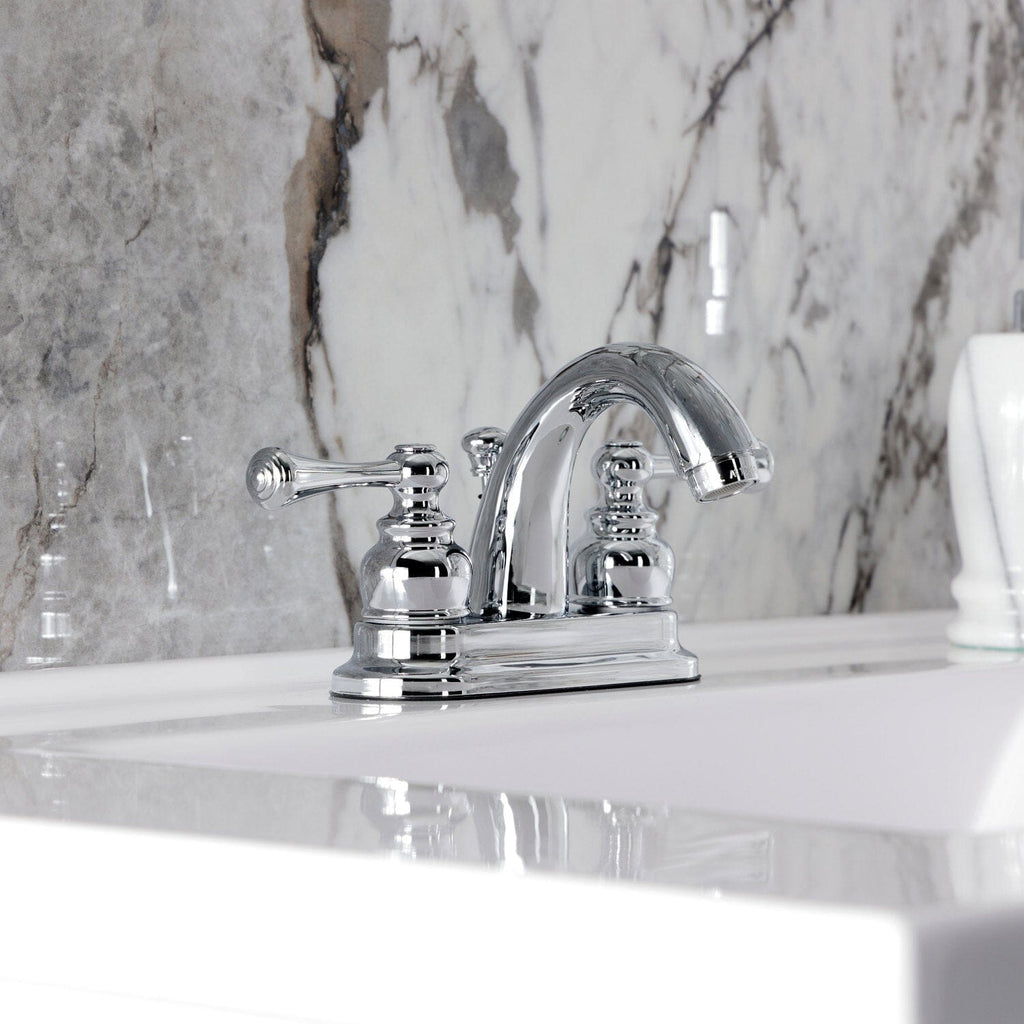 Vintage Double-Handle 3-Hole Deck Mount 4-Inch Centerset Bathroom Faucet with Pop-Up Drain