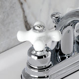 Restoration Double-Handle 3-Hole Deck Mount 4-Inch Centerset Bathroom Faucet with Pop-Up Drain
