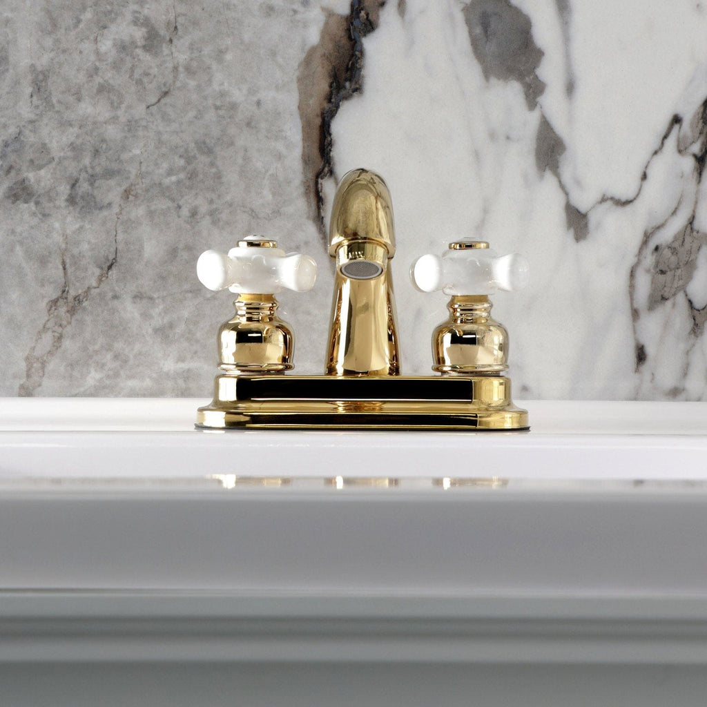 Restoration Double-Handle 3-Hole Deck Mount 4-Inch Centerset Bathroom Faucet with Pop-Up Drain