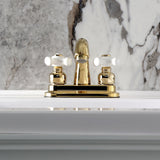 Restoration Double-Handle 3-Hole Deck Mount 4-Inch Centerset Bathroom Faucet with Pop-Up Drain