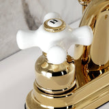 Restoration Double-Handle 3-Hole Deck Mount 4-Inch Centerset Bathroom Faucet with Pop-Up Drain