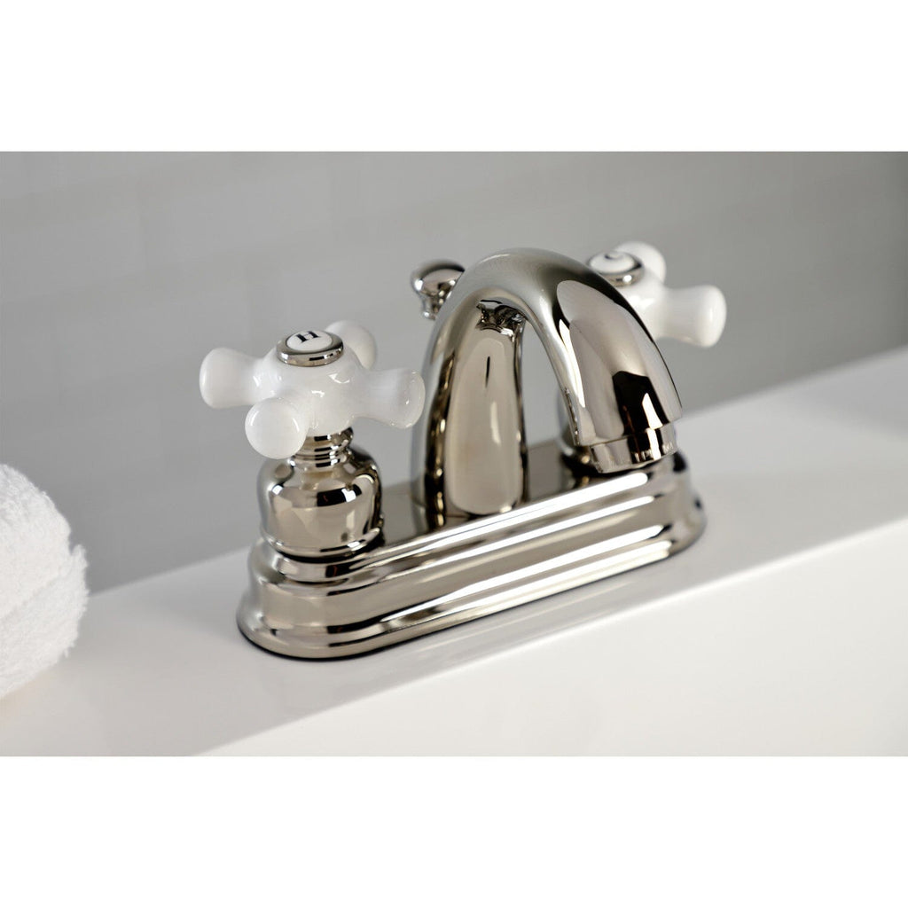 Restoration Double-Handle 3-Hole Deck Mount 4-Inch Centerset Bathroom Faucet with Pop-Up Drain