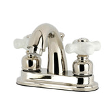 Restoration Double-Handle 3-Hole Deck Mount 4-Inch Centerset Bathroom Faucet with Pop-Up Drain