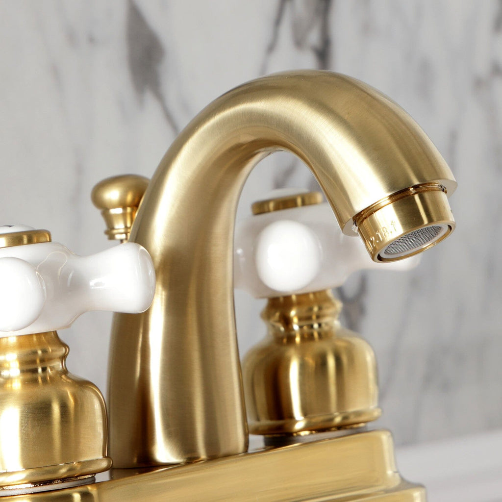 Restoration Double-Handle 3-Hole Deck Mount 4-Inch Centerset Bathroom Faucet with Pop-Up Drain